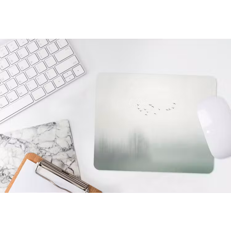 Vogel - Vlucht - Natuur - Minimalistisch muismat rubber klein -witbureau