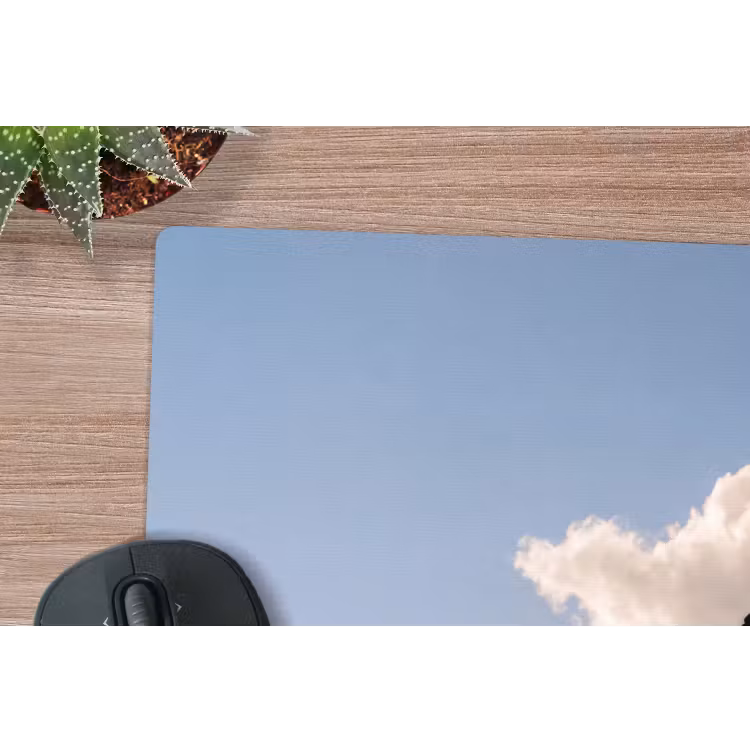 Vogel - Vlucht - Wolken - Natuur - Blauw muismat rubber klein -closeup