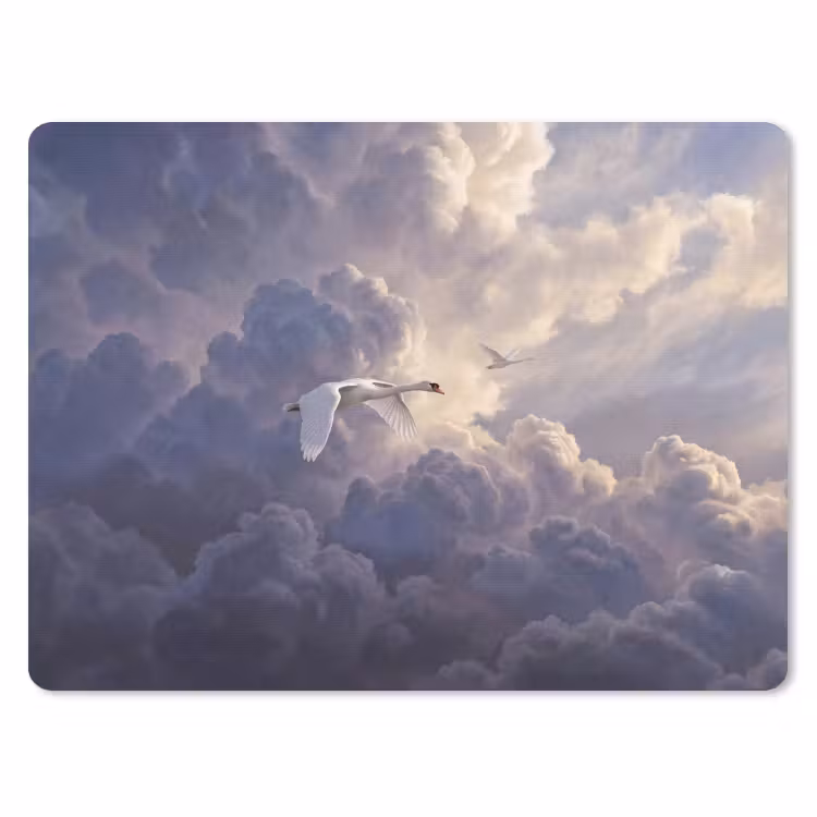 Vogel - Vliegend - Natuur - Wit - Wolken muismat rubber klein -3d
