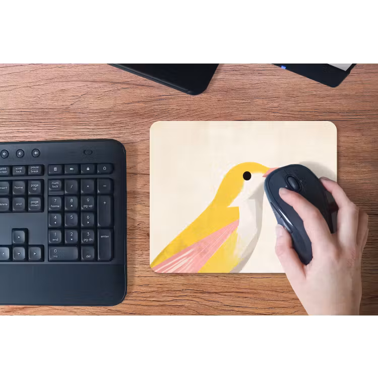 Vogel - Minimalistisch - Geel muismat rubber klein -toetsenbord