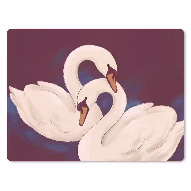 Vogel - Koppel - Liefde - Abstract - Wit muismat rubber klein -3d