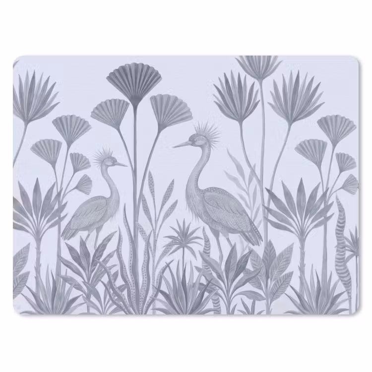 Vogel - Tropisch - Illustratie - Blauwgrijs - Natuur muismat rubber klein -3d