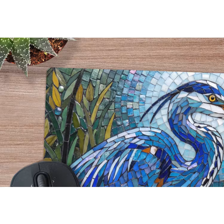 Vogel - Water - Natuur - Abstract - Blauw muismat rubber klein -closeup