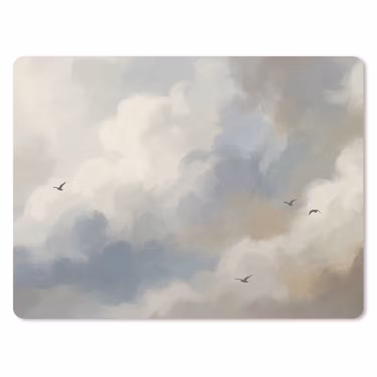Vogel - Wolken - Natuur - Modern - Grijs muismat rubber klein -3d