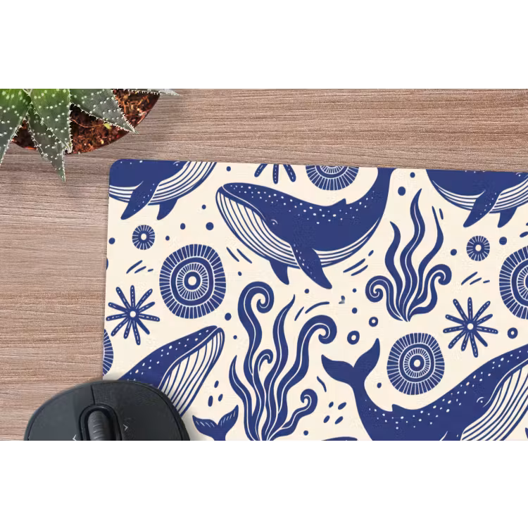 Walvis - Onderwater - Dieren - Abstract - Blauw muismat rubber klein -closeup