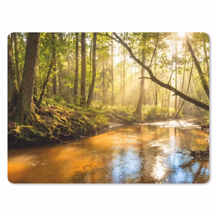 Bos - Beek - Zonlicht - Natuur - Groen muismat rubber klein -3d