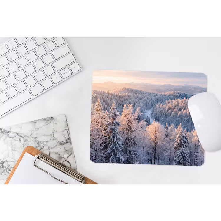 Bos - Bergen - Goud - Winter - Warm muismat rubber klein -witbureau