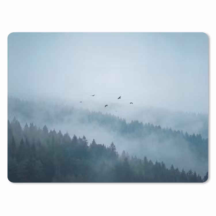 Bos - Mist - Vogels - Natuur - Groen muismat rubber klein -3d