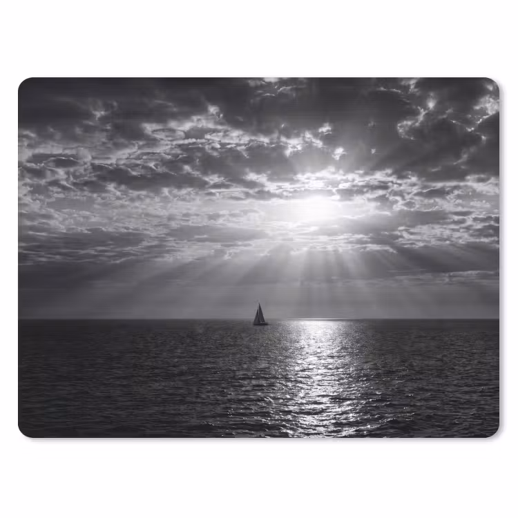 Water - Boot - Lucht - Natuur - Zwart-wit muismat rubber klein -3d