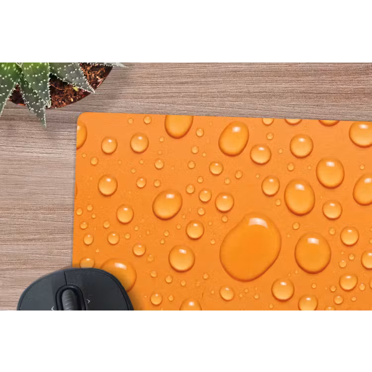 Water - Druppels - Oranje muismat rubber klein -closeup