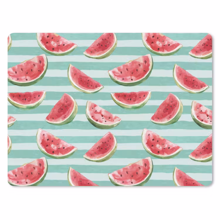 Watermeloen - Strepen - Groen muismat rubber klein 262 -3d