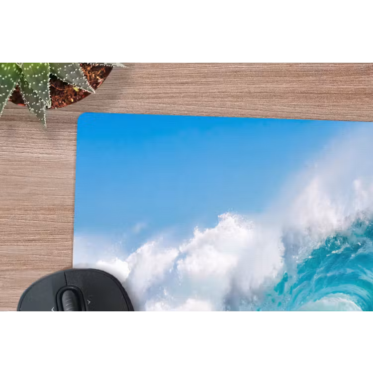 Golf - Oceaan - Water - Dynamisch - Blauw muismat rubber klein -closeup