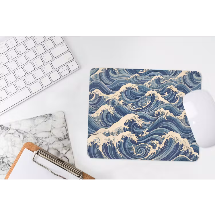 Golven - Zee - Natuur - Abstract - Blauw muismat rubber klein -witbureau