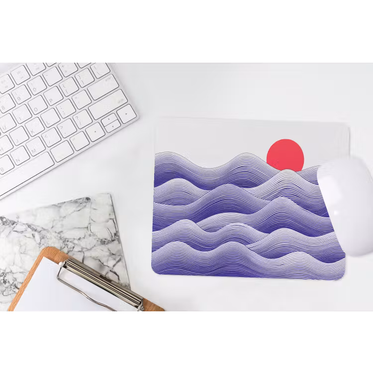 Golven - Zon - Natuur - Abstract - Rood muismat rubber klein -witbureau