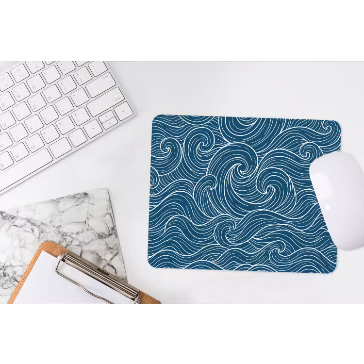 Golven - Spiraal - Water - Abstract - Blauw muismat rubber klein -witbureau