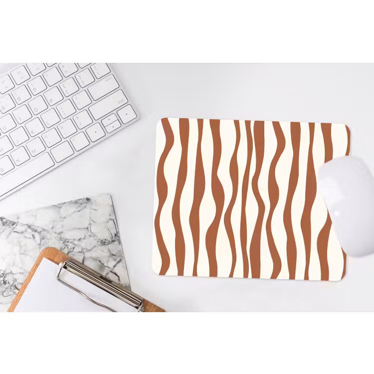 Golvende lijnen - Strepen - Beige - Bruin muismat rubber klein -witbureau