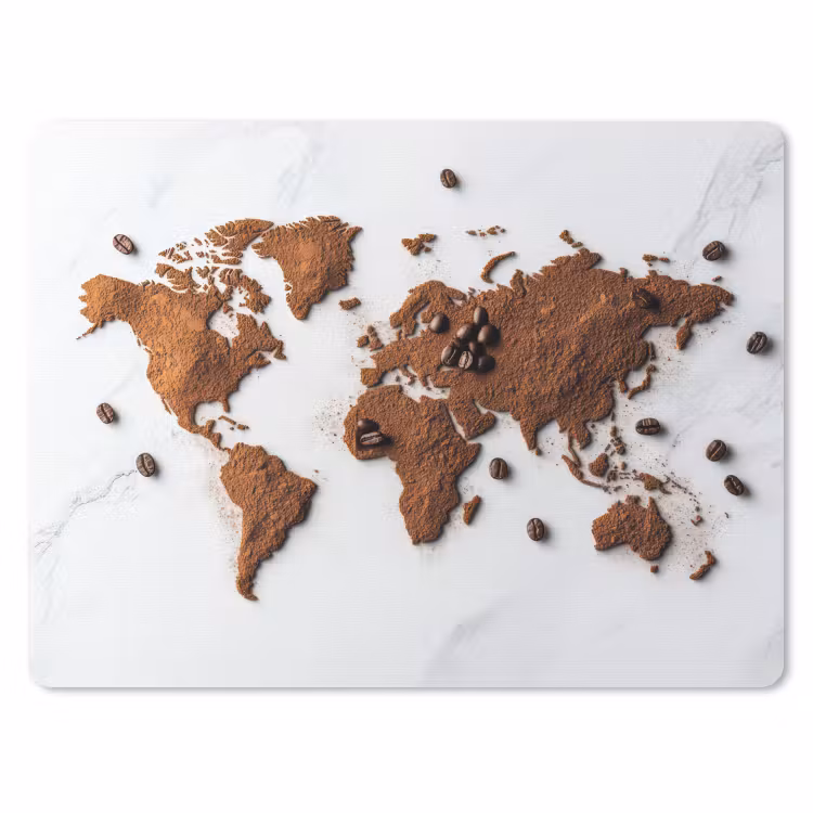 Wereldkaart - Koffie - Marmer muismat rubber klein -3d