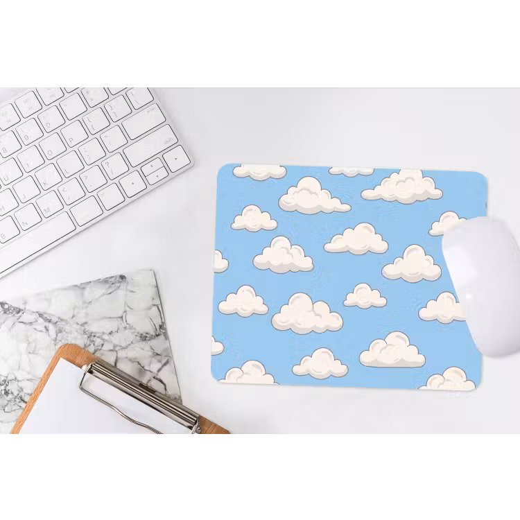 Wolk - Cartoon - Lucht - Blauw - Wit muismat rubber klein -witbureau
