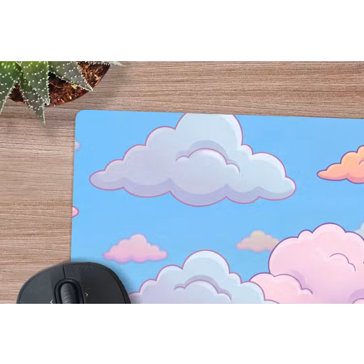 Wolk - Lucht - Natuur - Illustratie - Pastel muismat rubber klein -closeup