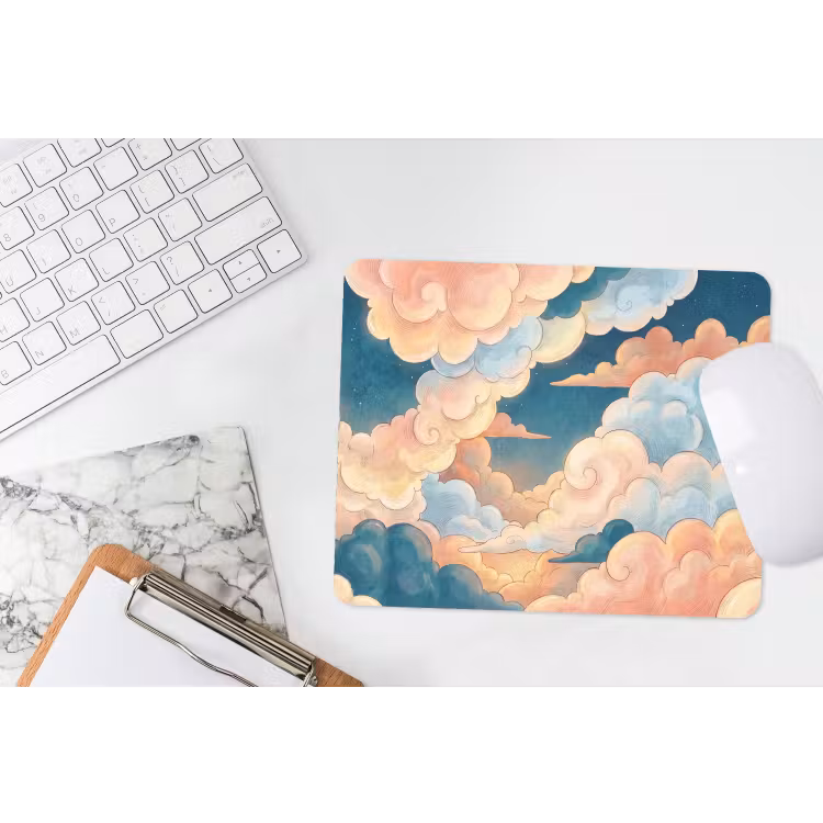 Wolk - Lucht - Natuur - Illustratief - Oranje muismat rubber klein -witbureau