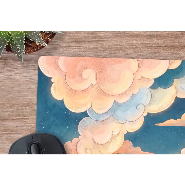 Wolk - Lucht - Natuur - Illustratief - Oranje muismat rubber klein -closeup