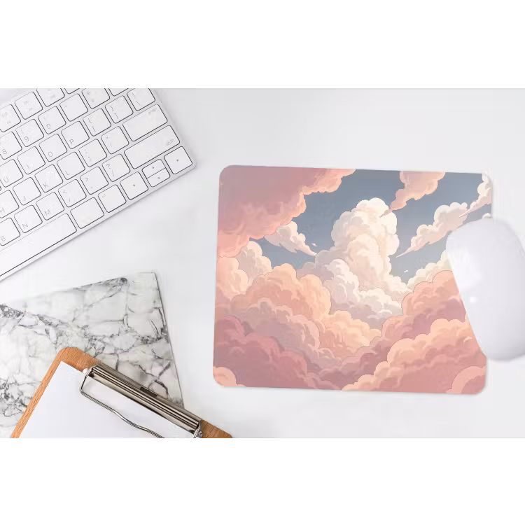 Wolken - Lucht - Natuur - Pastel - Roze muismat rubber klein -witbureau
