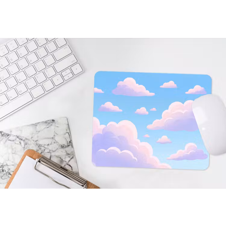 Wolken - Roze - Blauw - Natuur - Modern muismat rubber klein -witbureau