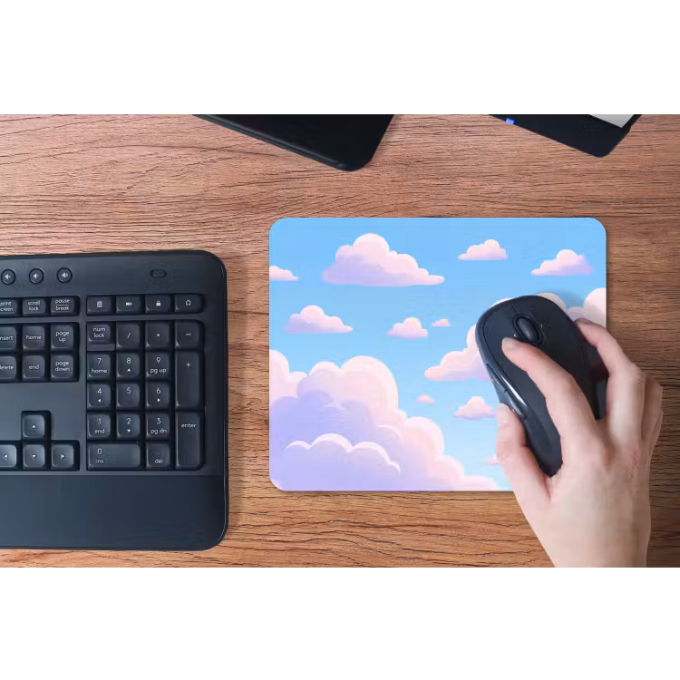 Wolken - Roze - Blauw - Natuur - Modern muismat rubber klein -toetsenbord