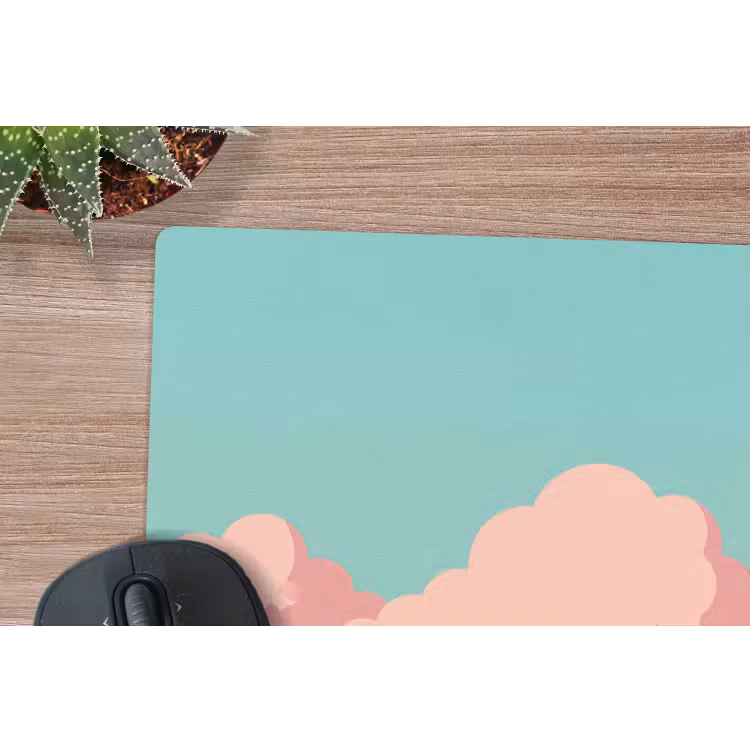 Wolken - Roze - Natuur - Modern - Pastel muismat rubber klein -closeup