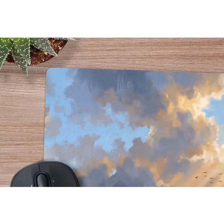 Wolken - Zonnestralen - Natuur - Abstract - Blauw muismat rubber klein -closeup