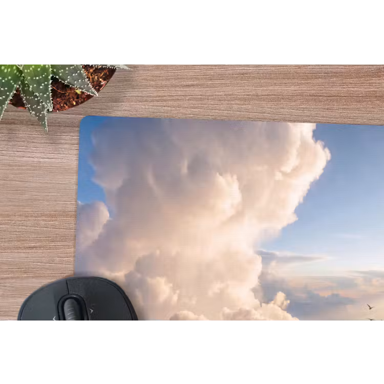 Wolken - Zonnestralen - Natuur - Wit muismat rubber klein -closeup