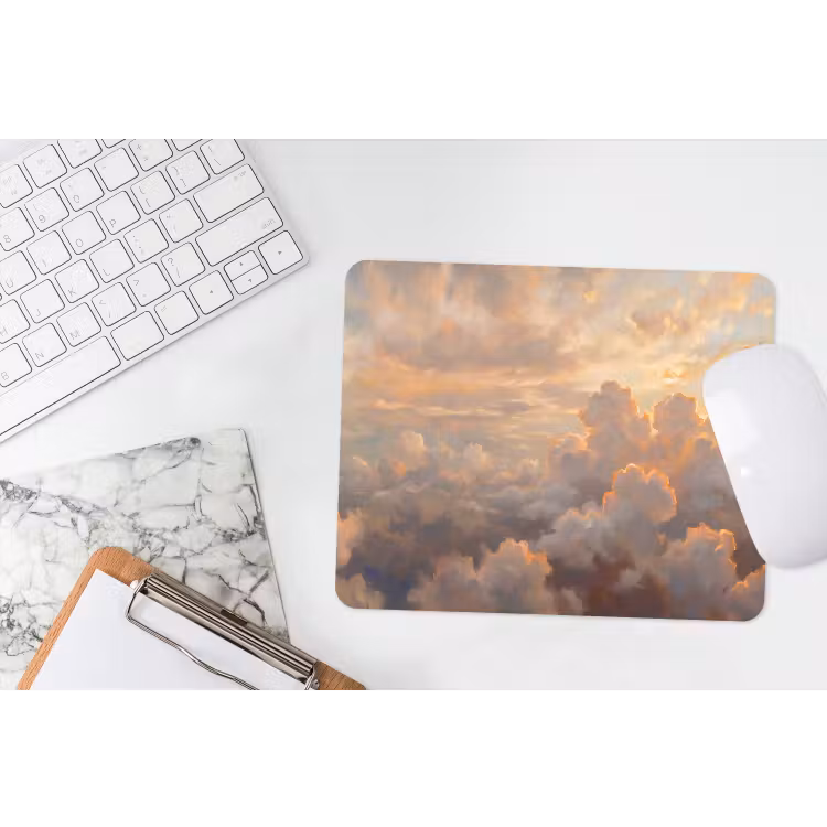 Wolken - Zonsondergang - Natuur - Abstract - Goud muismat rubber klein -witbureau