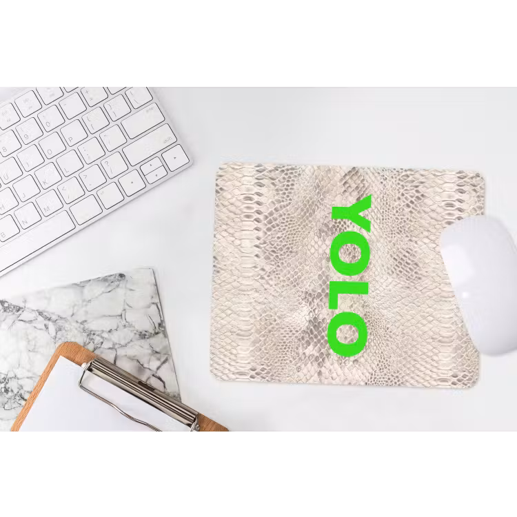 YOLO - Groen - Neon - Slangenprnt muismat rubber klein -witbureau
