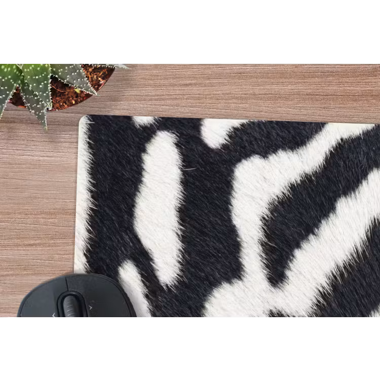 Zebra - Vacht - Klassiek - Zwart - Wit muismat rubber klein -closeup