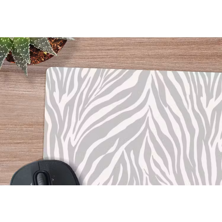 Zebra - Motief - Grijs muismat rubber klein 262 -closeup