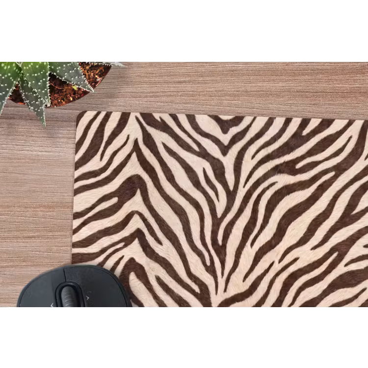 Zebra - Strepen - Bruin muismat rubber klein -closeup