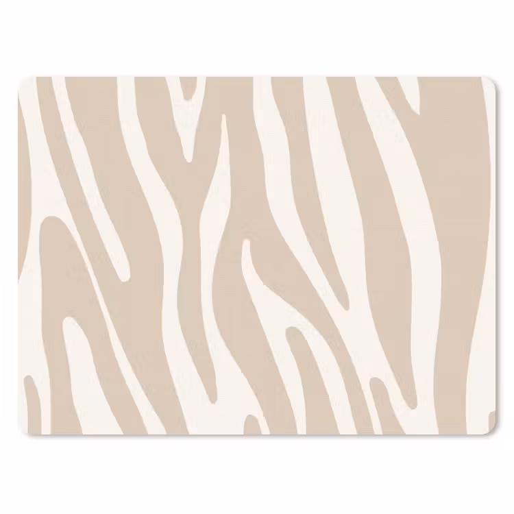 Zebraprint - Beige - Wit - Dierenprint muismat rubber klein -3d