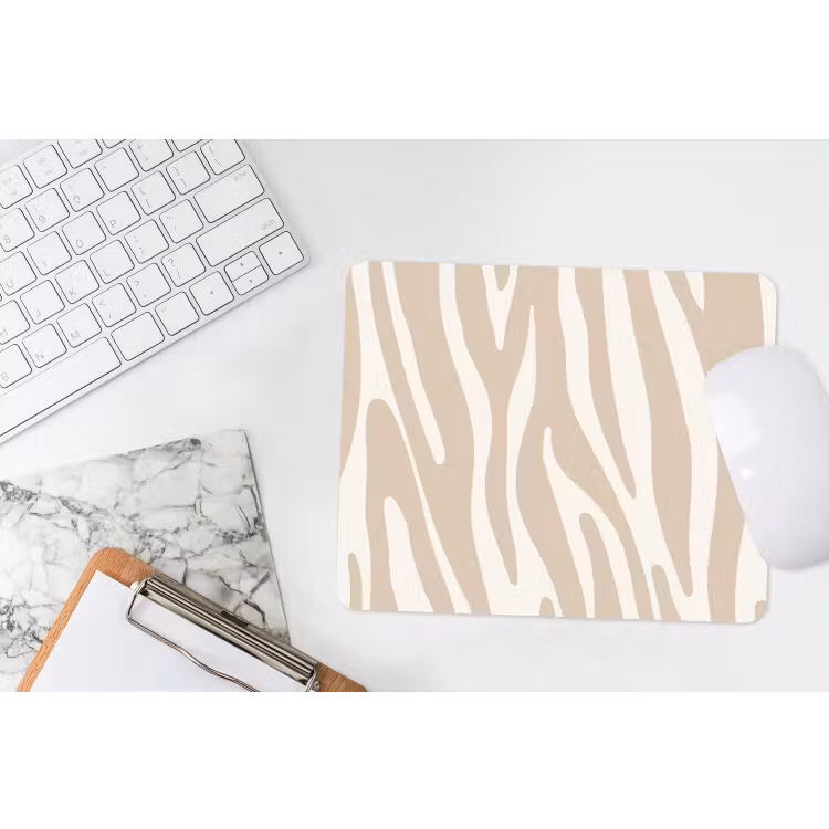 Zebraprint - Beige - Wit - Dierenprint muismat rubber klein -witbureau