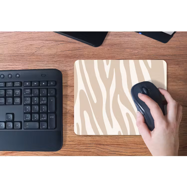 Zebraprint - Beige - Wit - Dierenprint muismat rubber klein -toetsenbord