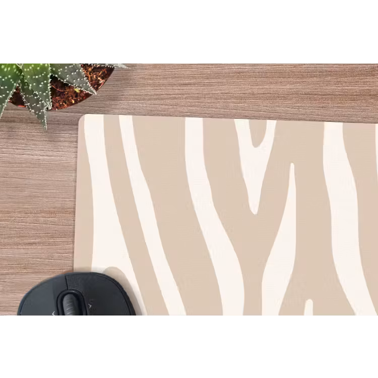 Zebraprint - Beige - Wit - Dierenprint muismat rubber klein -closeup