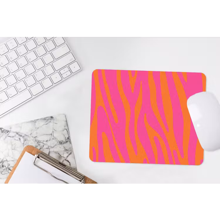 Zebraprint - Roze - Oranje - Dierenprint muismat rubber klein -witbureau