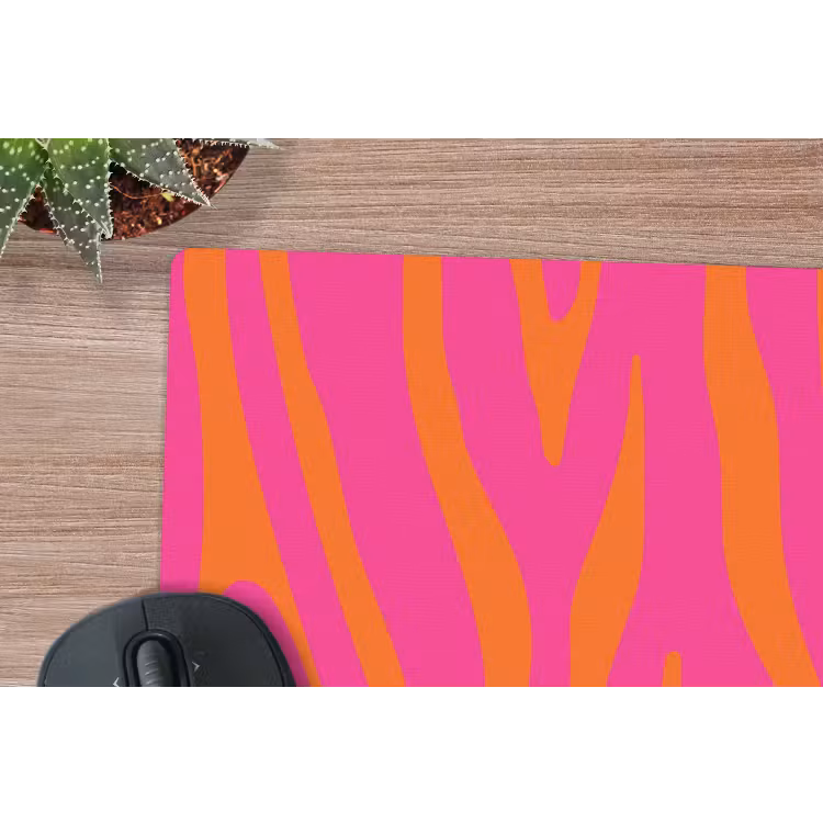 Zebraprint - Roze - Oranje - Dierenprint muismat rubber klein -closeup