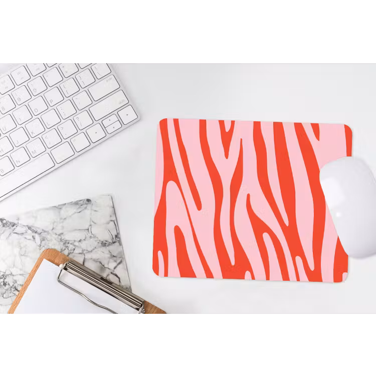 Zebraprint - Roze - Rood - Dierenprint muismat rubber klein -witbureau