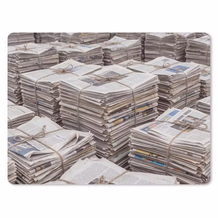 Kranten - Stapels - Touw - Informatie - Vintage muismat rubber klein -3d