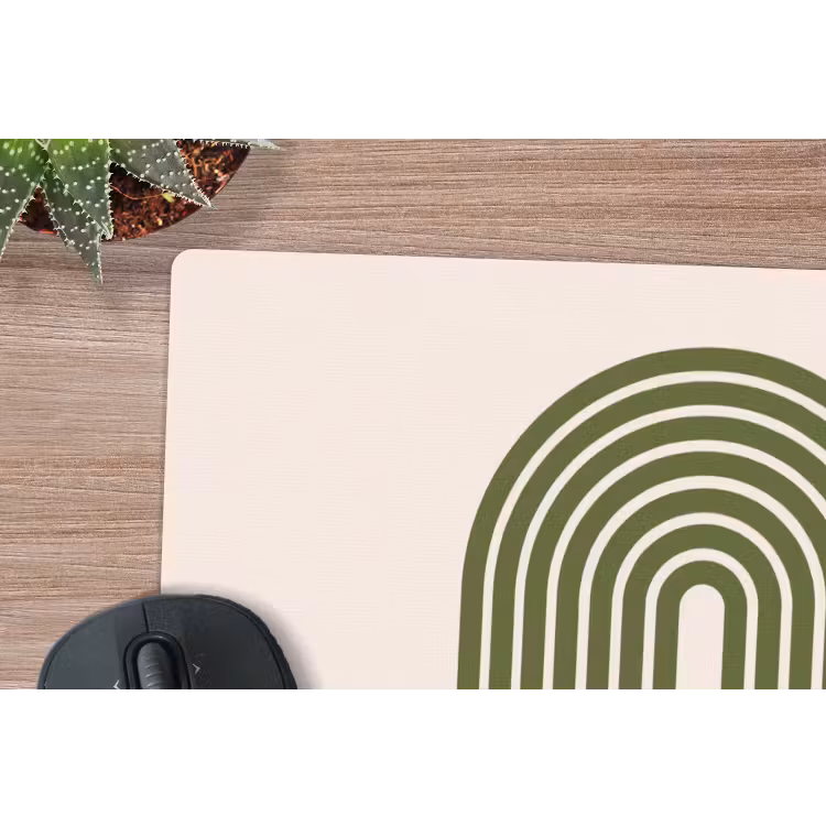 Abstract - Bogen - Modern - Groen - Kunst muismat rubber klein -closeup