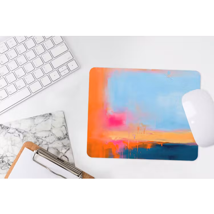 Abstract - Kleurvlakken - Modern - Oranje - Blauw muismat rubber klein -witbureau