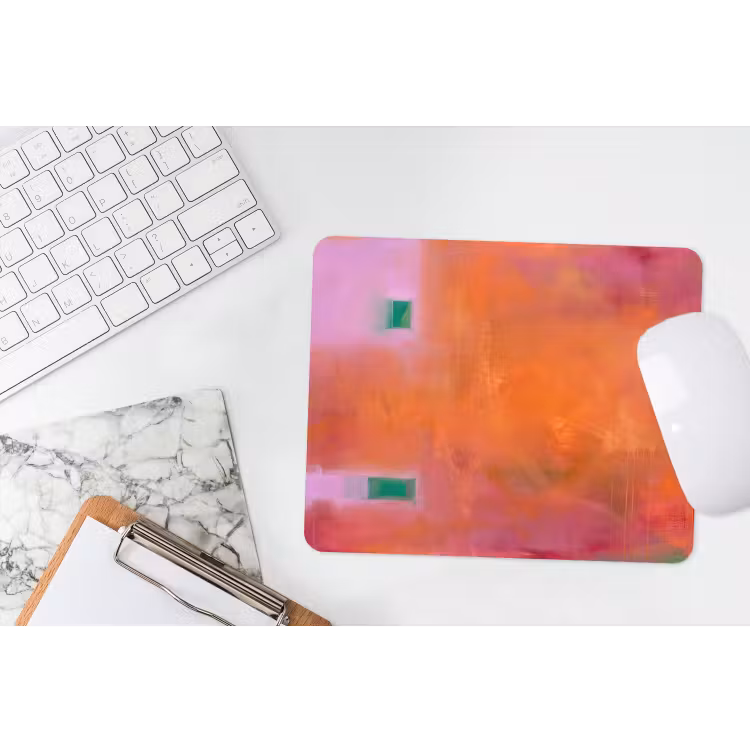 Abstract - Vlakken - Kunst - Modern - Oranje muismat rubber klein -witbureau