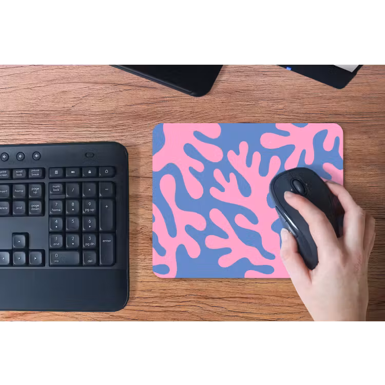 Abstract - Vormen - Roze - Blauw muismat rubber klein -toetsenbord