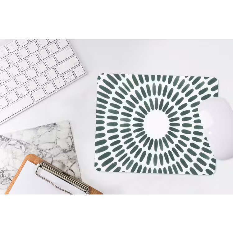 Abstract - Cirkel - Patroon - Modern - Groen muismat rubber klein -witbureau