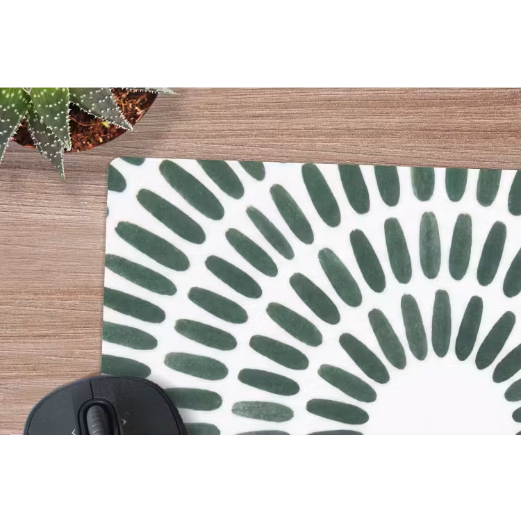 Abstract - Cirkel - Patroon - Modern - Groen muismat rubber klein -closeup